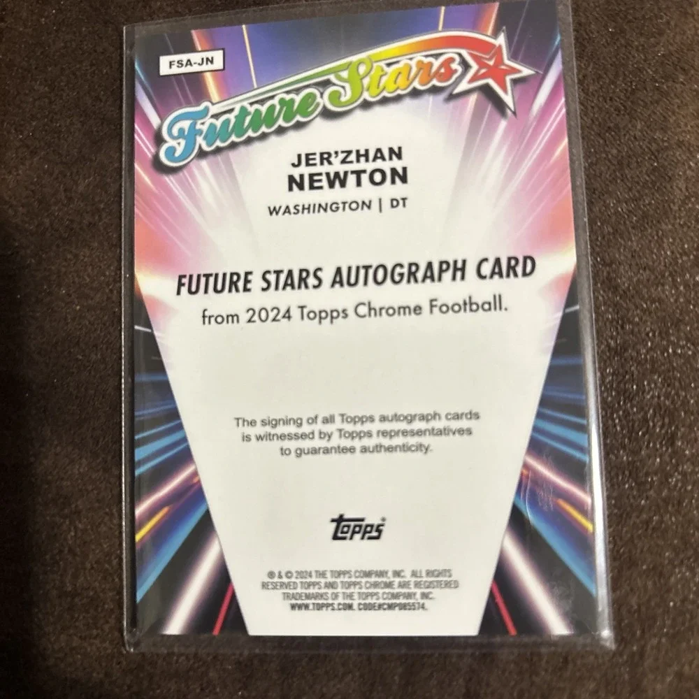 Jer'zhan Newton Topps Chrome 2024 Future Stars Autograph /199‎ WAS Commanders
